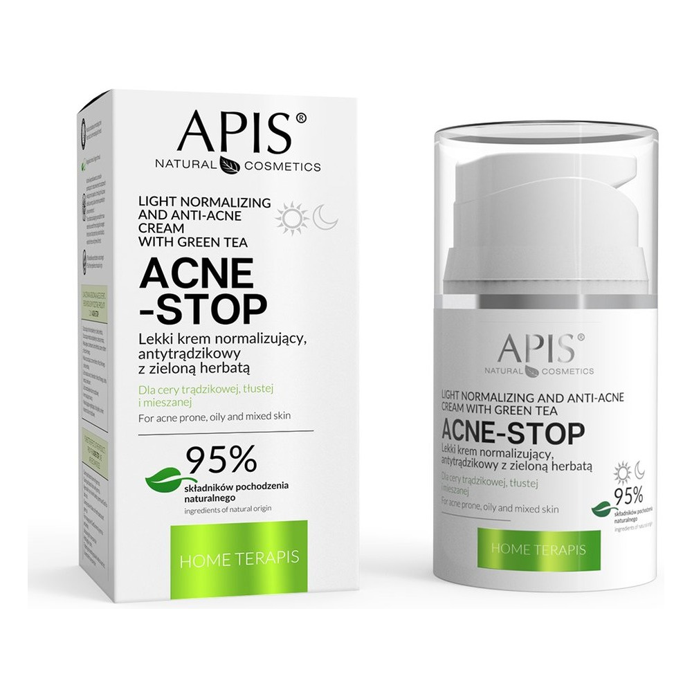 Apis Home terApis Acne Stop Lekki Normalizujący Krem Antytrądzikowy z Zieloną Herbatą dla Cery Trądzikowej 50ml