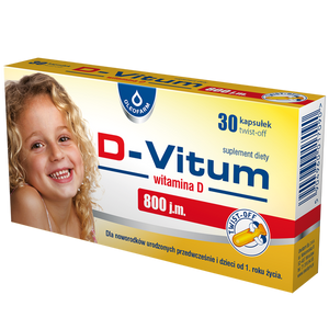 Oleofarm D-Vitum 800 j.m. Witamina D Dla Niemowląt i Dzieci od 1 Roku 30 Kapsulek Twist-off
