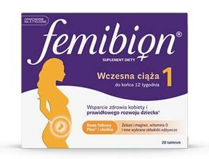 Femibion 1 Wczesna Ciąża Witaminy Minerały Foliany D 1-12 Tydzień 28tabl.