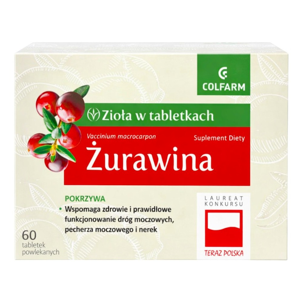 Colfarm Zioła w Tabletkach Żurawina na Drogi Moczowe i Nerki 60 Sztuk