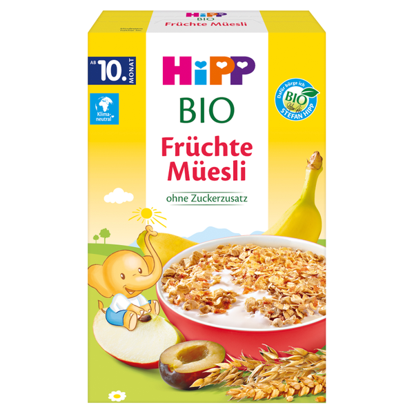 Hipp Bio Musli Wielozbożowe Banany Jabłka Śliwki od 10. Miesiąca 200g Best Before 30.11.26