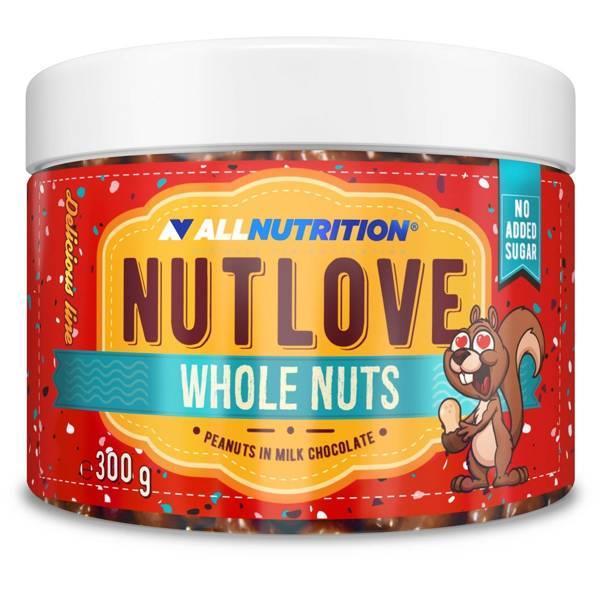 Allnutrition NutLove Whole Nuts Orzeszki Ziemne w Czekoladzie Mlecznej bez Dodatku Cukru 300g