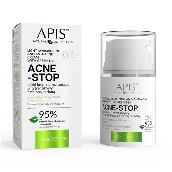 Apis Home terApis Acne Stop Lekki Normalizujący Krem Antytrądzikowy z Zieloną Herbatą dla Cery Trądzikowej 50ml