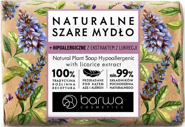 Barwa Naturalne Szare Mydło Hipoalergiczne z Ekstraktem z Lukrecji 90g