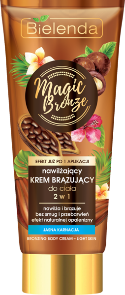 Bielenda Magic Bronze Nawilżający Krem Brązujący do Ciała 2w1 Cera Jasna 200ml