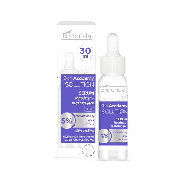 Bielenda Skin Academy Solution Serum Łagodząco - Regenerujące 5% Provitamina B5 Cica i Ektoina dla Skłóry Wrażliwej  30ml