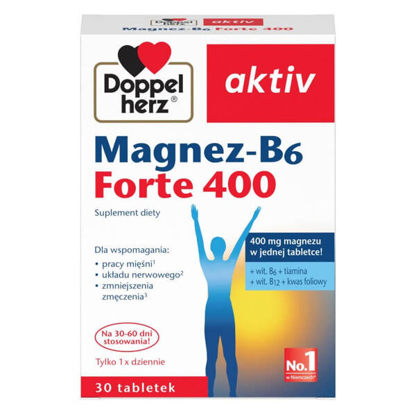 Doppelherz Aktiv Magnez B6 Forte na Stres Intensywny Wysiłek 30 Tabletek