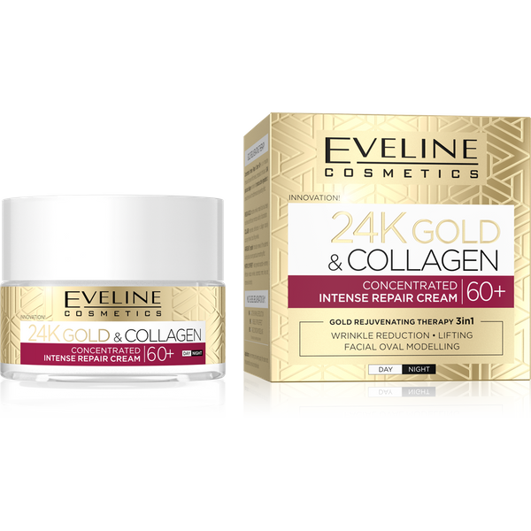 Eveline 24K Gold & Kolagen Silnie Skoncentrowany Naprawczy Krem 60+ na Dzień i na Noc 50ml