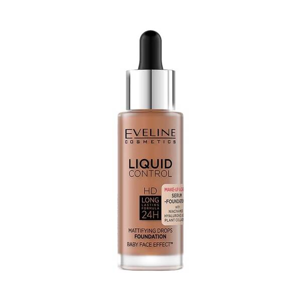 Eveline Liquid Control HD Podkład z Niacynamidem w Dropperze Nr 065 Toffee 32ml