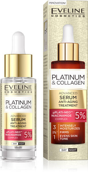 Eveline Platinum & Collagen Zaawansowane Serum Zabieg Przeciwstarzeniowy na Dzień i na Noc 30ml