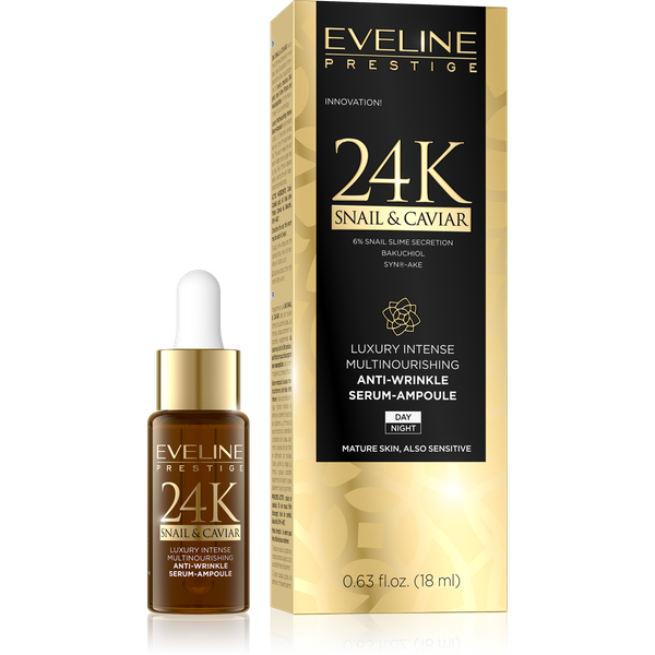 Eveline Prestige 24K Snail & Caviar Luksusowe Multiodżywcze Serum-Ampułka Przeciwzmarszczkowe 18ml