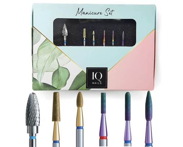 IQ Nails Expert Pro Set 6 Drill Bits for Gel Acrylic & Cuticles Removal Zestaw Frezów 6 Sztuk