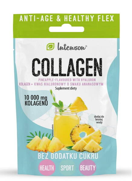 Intenson Kolagen o Smaku Ananasowym z Kwasem Hialuronowym i Witaminą C w Proszku do Picia 11,4g