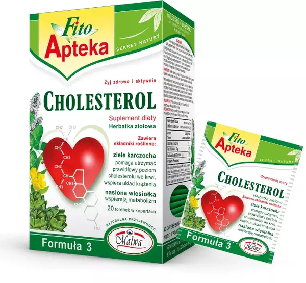 Malwa Fito Apteka Cholesterol Herbata Ziołowa z Karczochem i Nasionami Wiesiołka 20x2g