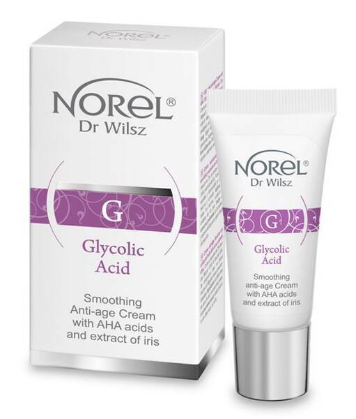 Norel Glycolic Acid Wygładzający Anti-Age Krem z Kwsami AHA i Ekstraktem z Irysa 15ml