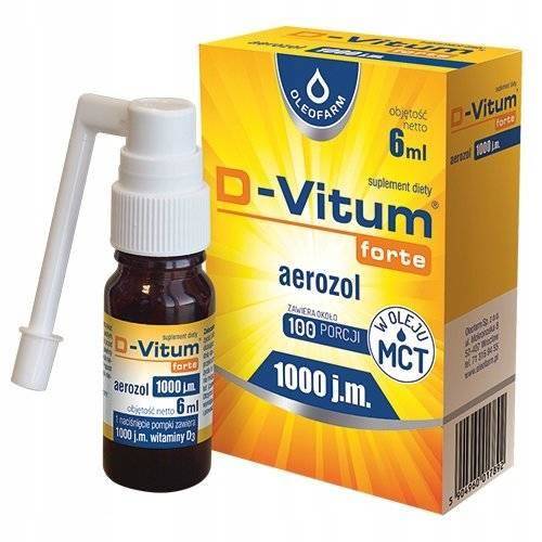 Oleofarm D-Vitum Forte 1000 j.m. dla Dzieci od 1 Roku Życia i Dorosłych Aerozol 6ml