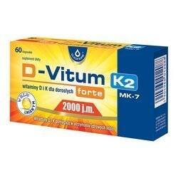 Oleofarm D-Vitum Forte 2000 j.m. K2 Zdrowe Kości Kwasy Tłuszczowe Omega 3 60 Kapsułek