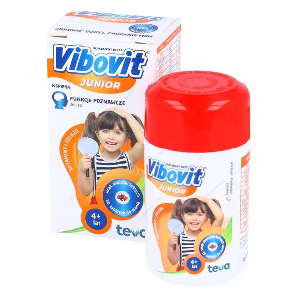 Vibovit Junior Witaminy + Żelazo Wspiera Rozwój Dziecka +4 Lata 30 Sztuk