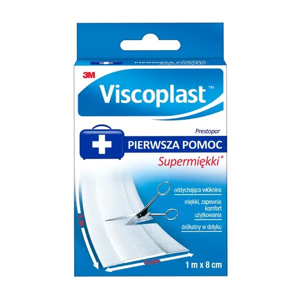 Viscoplast Prestopor Supermiękki Plaster do Cięcia z Opatrunkiem 1mx8cm 1 Sztuka