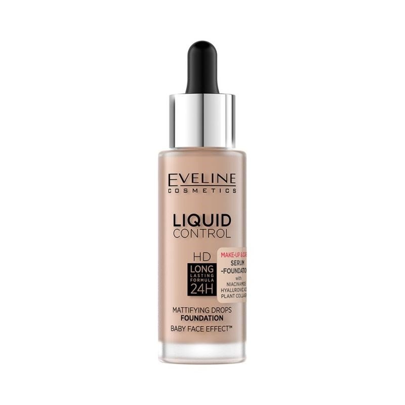  Eveline Liquid Control HD Podkład z Niacynamidem w Dropperze Nr 025 Light Rose 32ml