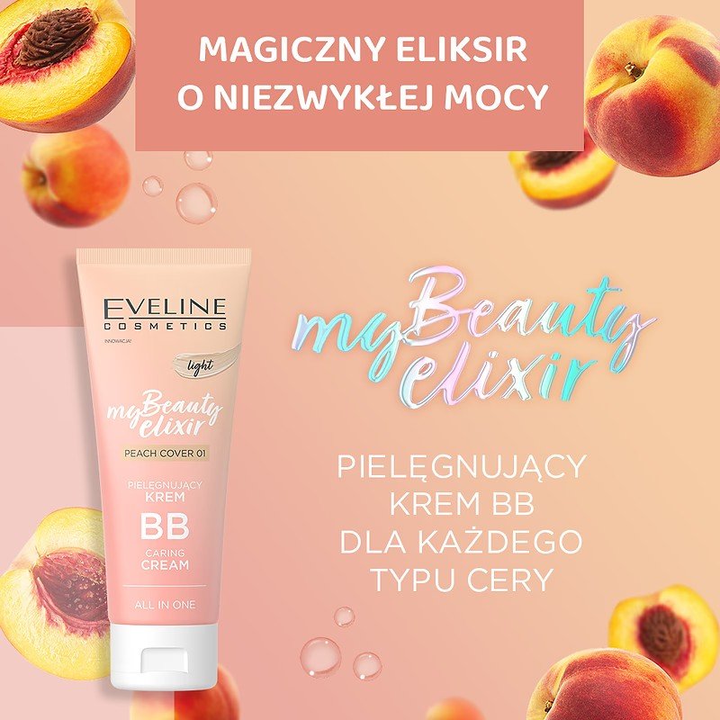  Eveline My Beauty Elixir Pielęgnujący Krem BB All In One Light Peach Cover Nr 1 30ml