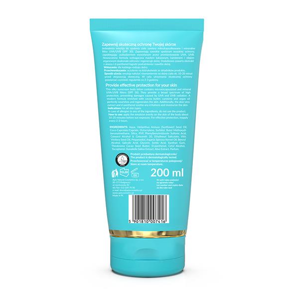 Apis Hello Summer Emulsja do Opalania Ciała z Masłem Kakaowym SPF30 dla każdego Rodzaju Skóry 200ml