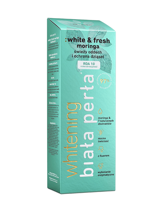 Biała Perła White & Fresh Moringa Ziołowa Pasta do Zębów Świeży Oddech i Ochrona Dziąseł 75ml