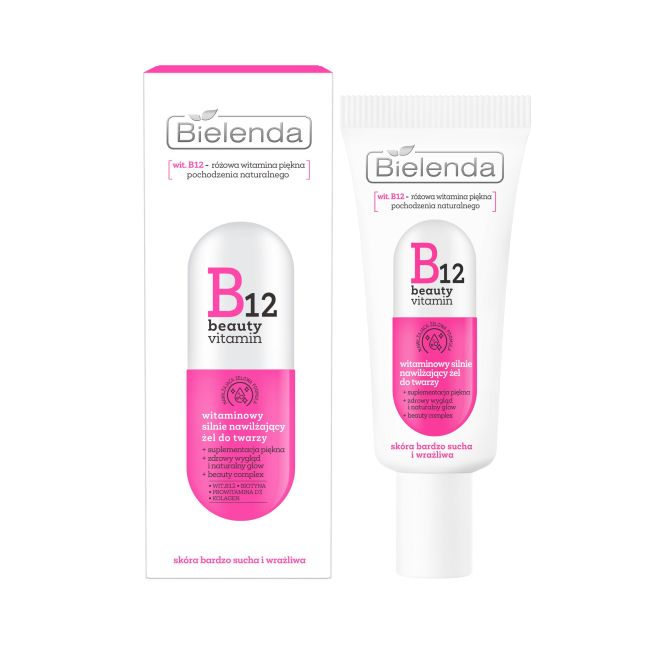 Bielenda B12 Beauty Vitamin Silnie Nawilżający Żel do Twarzy dla Skóry Bardzo Suchej i Wrażliwej 50ml