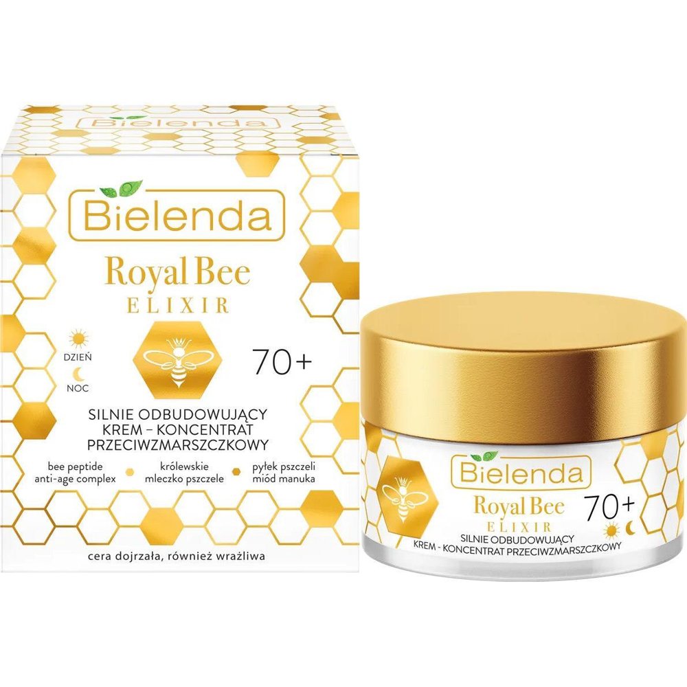 Bielenda Royal Bee Elixir Intensywnie Odbudowujący Krem Koncentrat Przeciwzmarszczkowy 70+ na Dzień i Noc 50ml