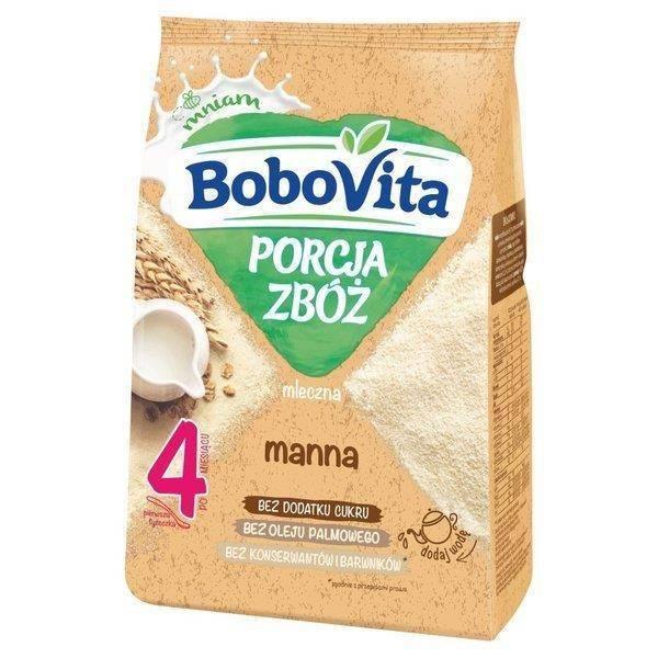BoboVita Porcja Zbóż Mleczna Manna bez Dodatku Cukru dla Niemowląt po 4 Miesiącu 210g