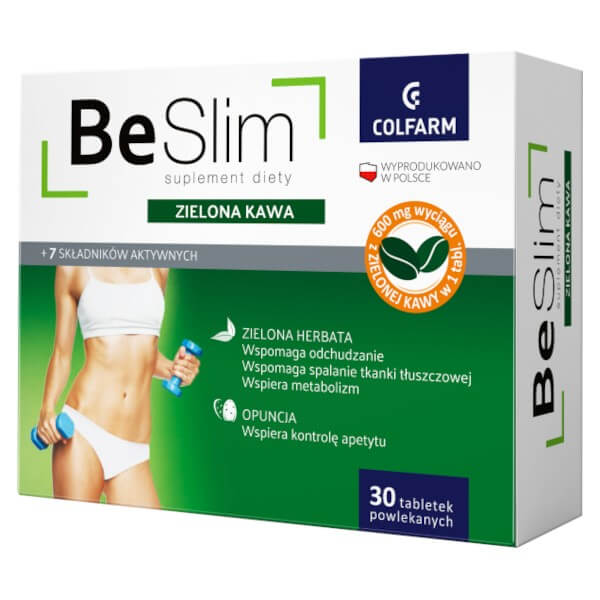 Colfarm Be Slim Zielona Kawa Wspomaga Spalanie Tkanki Tłuszczowej 30 Tabletek