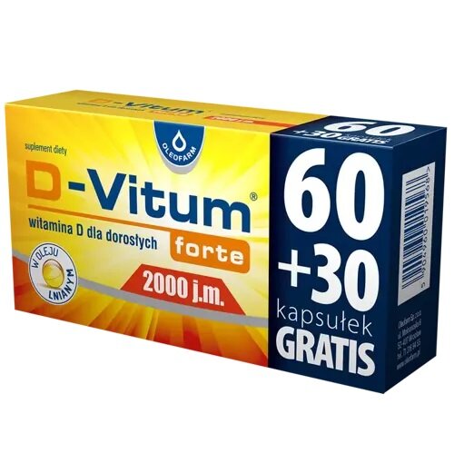 D-Vitum Forte 2000 j.m.Witamina D dla Dorosłych 90 Kapsułek