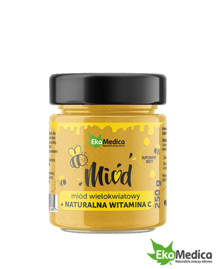 EkaMedca Miód Wielokwiatowy Cytryna Imbir Naturalna Witamina C 250g Best Before 21.12.24