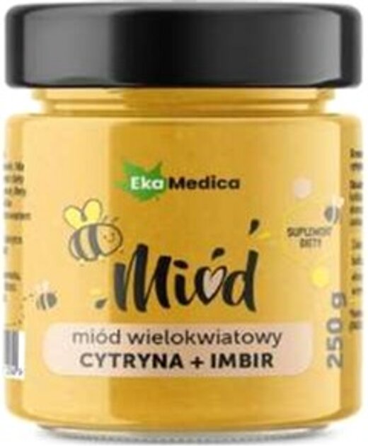 EkaMedca Miód Wielokwiatowy Cytryna Imbir Naturalna Witamina C 250g Best Before 21.12.24