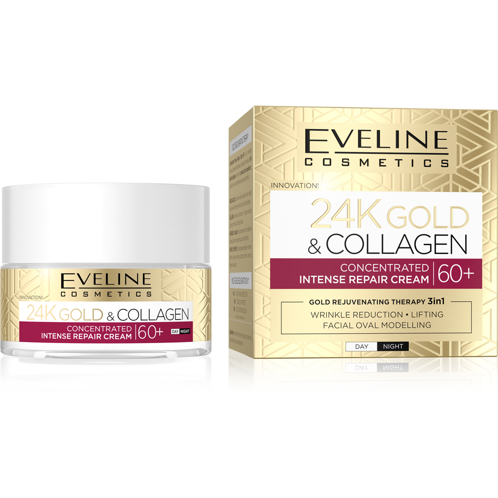 Eveline 24K Gold & Kolagen Silnie Skoncentrowany Naprawczy Krem 60+ na Dzień i na Noc 50ml