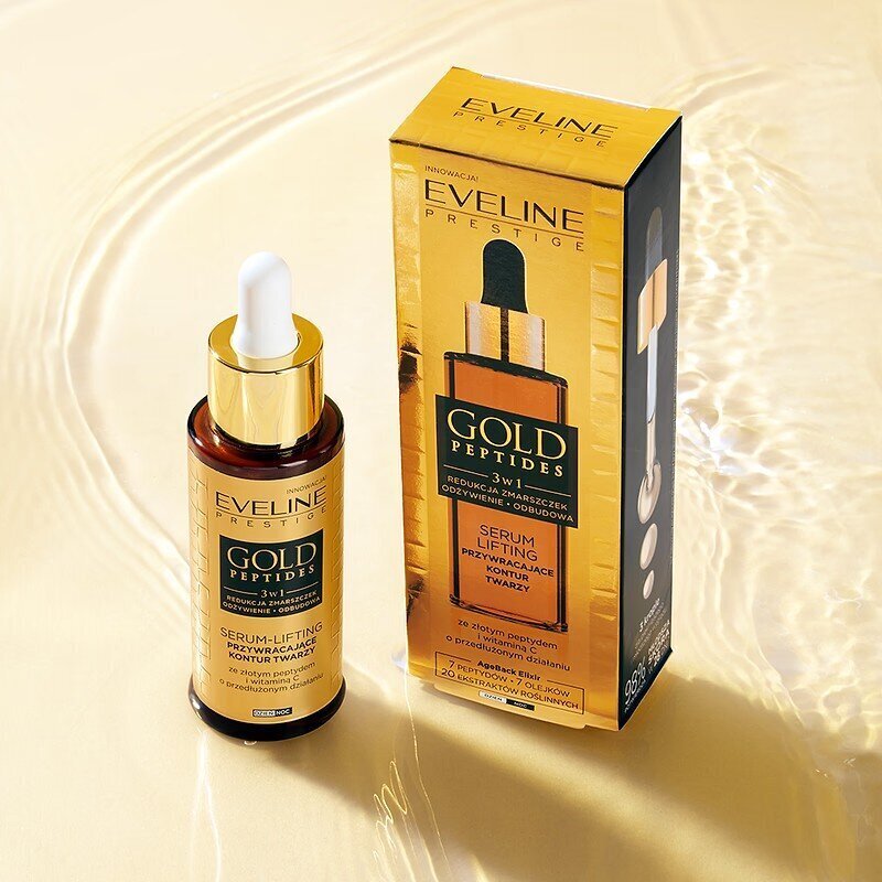 Eveline Gold Peptides 3w1 Serum-Lifting do Twarzy ze Złotym Peptydem i Witaminą C Redukcja Zmarszczek 30ml