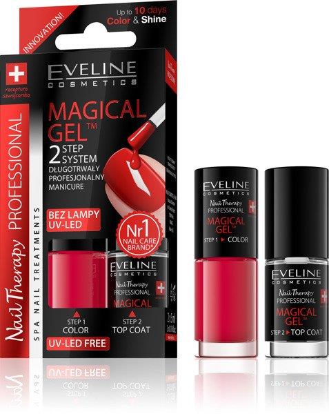 Eveline Nail Therapy Magical Gel 2 Stopniowy System Żelowego Manicure Zestaw 07 Red 2x5ml