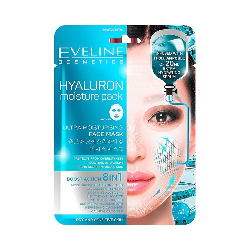 Eveline Sheet Mask Hyaluron Maska na Tkaninie Ultranawilżająca 1 sztuka