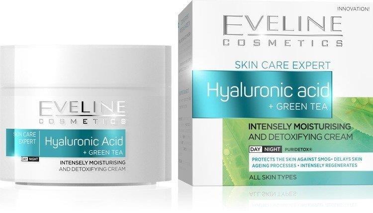 Eveline Skin Care Expert Hyaluronic Acid+Green Tea Intensywnie Nawilżający Krem na Dzień i na Noc 50ml