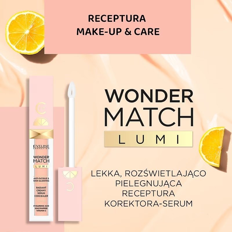 Eveline Wonder Match Lumi Rozświetlający Korektor z Witaminą C SPF15 Nr 15 Natural 6,8ml