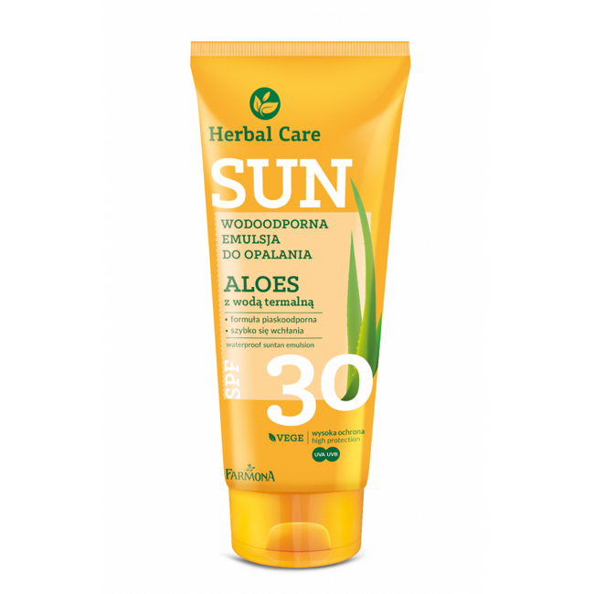 Herbal Care Sun Nawilżająca Emulsja Wodoodporna do Opalania Aloes z Wodą Termalną SPF30 150ml