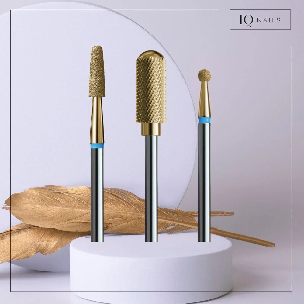 IQ Nails Home Spa Gold Drill Bits Pakiet Gold 3 Frezów 