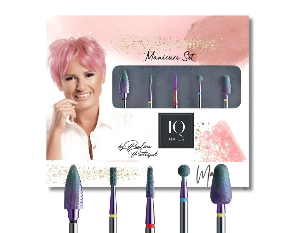 IQ Nails Magic Set Professional Manicure Kit Zestaw Frezów 5 Sztuk