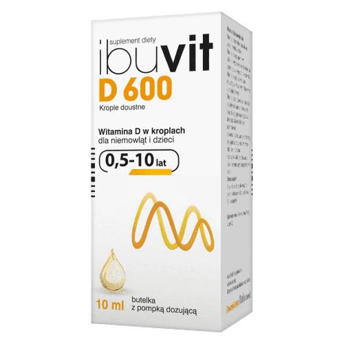 Ibuvit D 600 Witamina D dla Dzieci i Niemowląt Krople z Dozownikiem 10ml