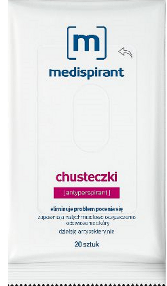 Medispirant Chusteczki Antyperspirant Odświeżjące i Blokujące Pot 20 Sztuk