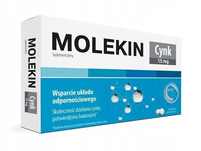 Molekin Cynk 15 mg na Wsparcie Układu Odpornościowego 30 Tabletek Best Before 31.07.24