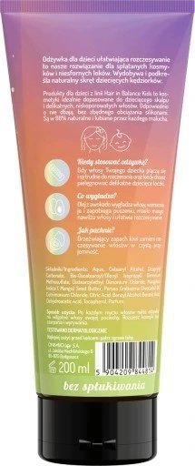 OnlyBio Hair in Balance Kids Odżywka bez Spłukiwania Ułatwiająca Rozczesywanie Włosów 200ml