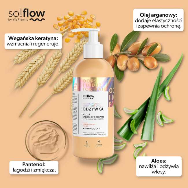 So!Flow Proteinowo - Emolientowa Odżywka do Włosów Średnioporowatych i z Tendencją do Puszenia 400ml