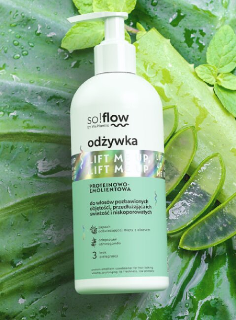 So!Flow by Vis Plantis Odżywka Proteinowo-Emolientowa Włosów Pozbawionych Objętości Przedłużająca ich Świeżość 300ml