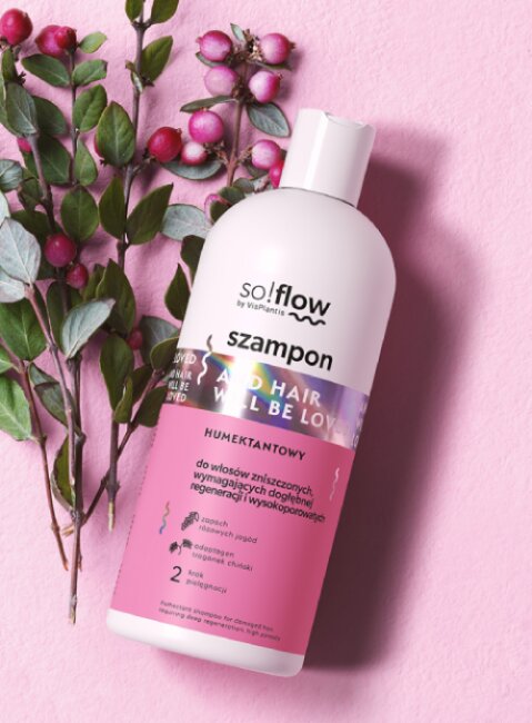 So!Flow by Vis Plantis Szampon Humektantowy do Włosów Zniszczonych Wymagających Dogłębnej Regeneracji 300ml